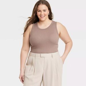 A New Day, Slim Fit Ribbed High Neck Tank Top, M